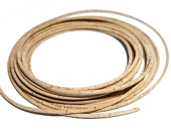 2mm cork - 1m/39in - 2mm Portuguese Cork cord - natural tone -  2mm diameter - genuine Portuguese cork - vegan (C2MM-2)