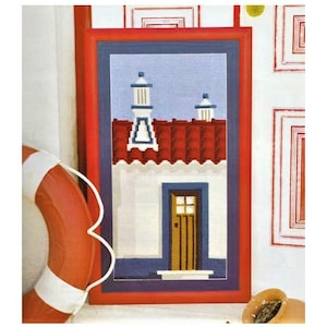 Kit do it yourself -  Algarve chimneys picture - Portuguese chimneys - Traditional Portuguese Arraiolos Embroidery Needlework(A11)