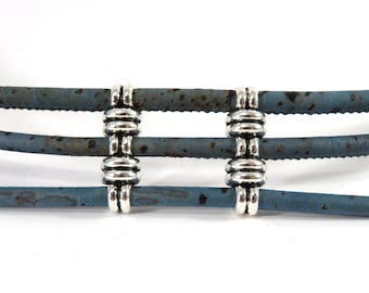 4/10 Stück - 3 Loch Perlen für 3 mm Schnur - Spacer 3 mm Kork - Multi Strang Glieder - Multi Strang Abstandshalter - 3 mm Schnur (MB177)