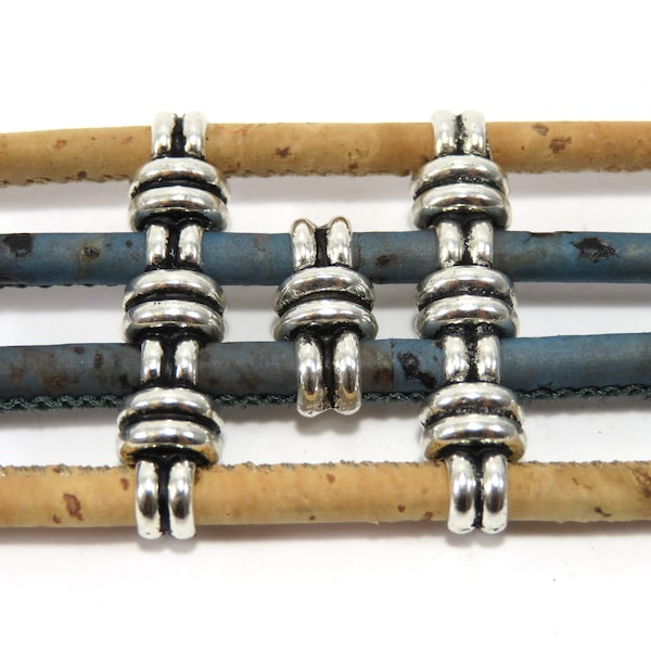 4/10 pièces - Perles 4 trous pour cordon de 3 mm - espaceur de liège de 3 mm - maillons multibrins - cordon de 3 mm (taille du colis : 4 pièces ou 10 pièces) (MB178)