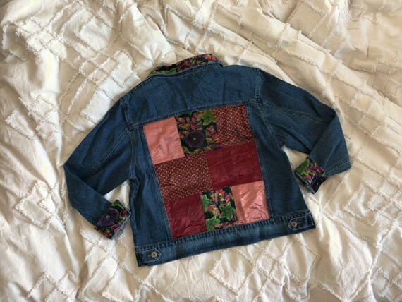patchwork denim jacket womens