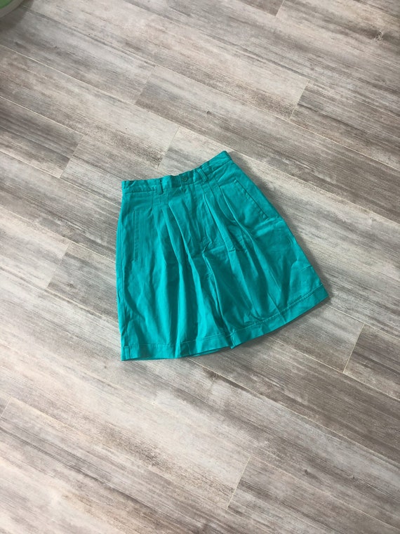vintage 1980 80s paperbag waist high waisted turqu