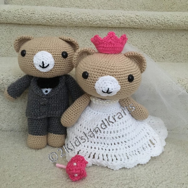 Crochet Wedding Bear Couple - PDF Pattern - Amigurumi - Great Wedding Gift