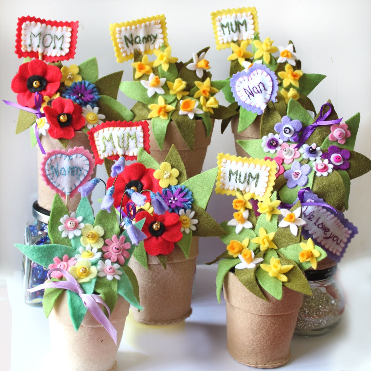 Daffodil Gift for Mum Yellow Felt Flower Pot Gift Spring Etsy