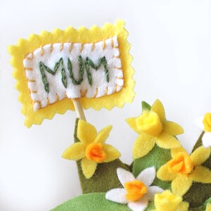 Spring Flowers Mothers Day Gift, Personalised Felt Daffodil Pot, H16cm image 3