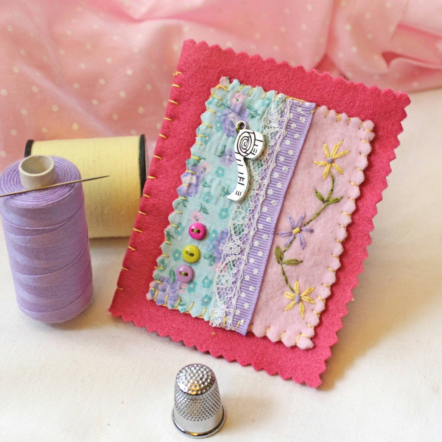 Sewing Needle Case Pink Felt Needle Book with Hand Etsy