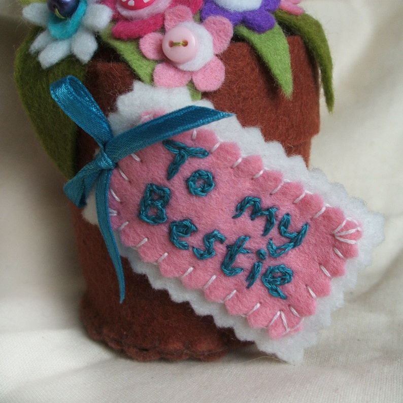 Bestie Gift Personalized Best Friend Gift Felt Flower Pot Etsy