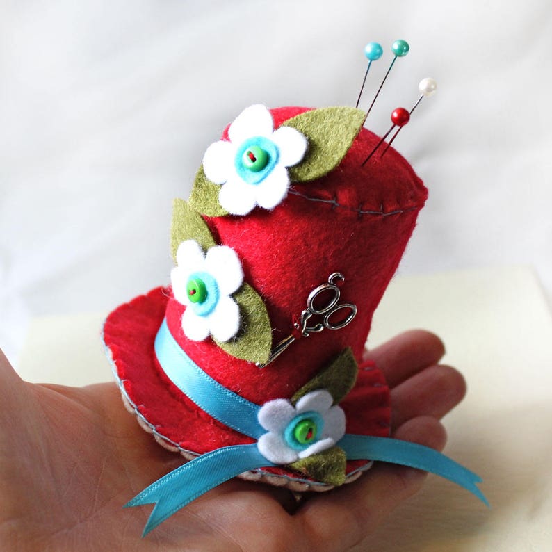 Novelty Pincushion Craft Gift Red Hat Pin Cushion Sewing Etsy