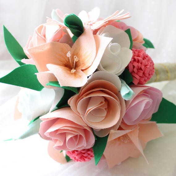 Coton Anniversaire Bouquet Bouquet De Mariée Blanc Rose