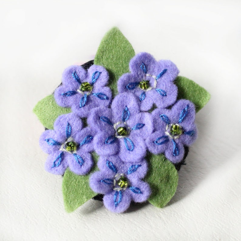 Me Not Brooch Felt Flower Brooch Pin Purple Blue Etsy