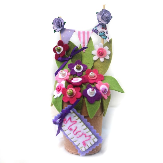 Unique Mothers Day Gift Personalised Felt Flower Pot of Pink Etsy Unique Mothers Day Gift Personalised Felt Flower Pot of Pink Etsy