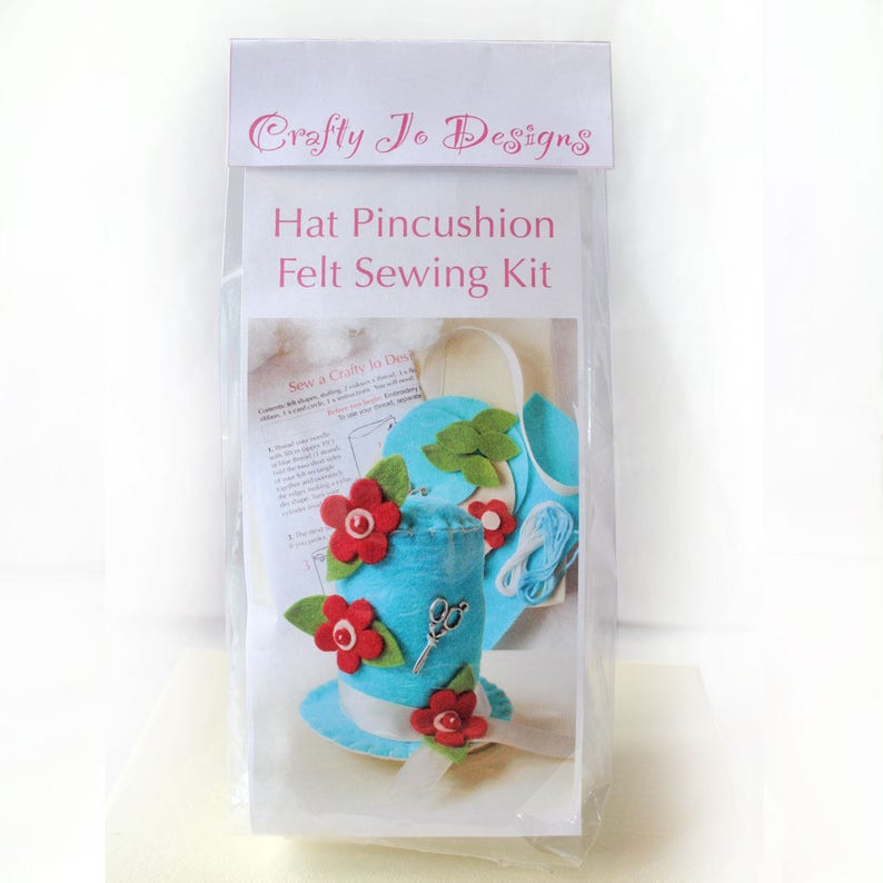 Make Your Own Hat Pincushion DIY Craft Kit Felt Pincushion Sewing Craft Kit Sew Your Own Pincushion Making Kit Seamstress Gift