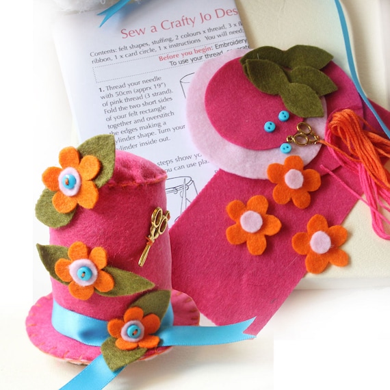 Make Your Own Hat Pincushion DIY Craft Kit Felt Pincushion Sewing Craft Kit Sew Your Own Pincushion Making Kit Seamstress Gift
