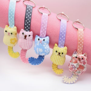 Porte-clés chat Cottage Core, joli cadeau pour amoureux des chats