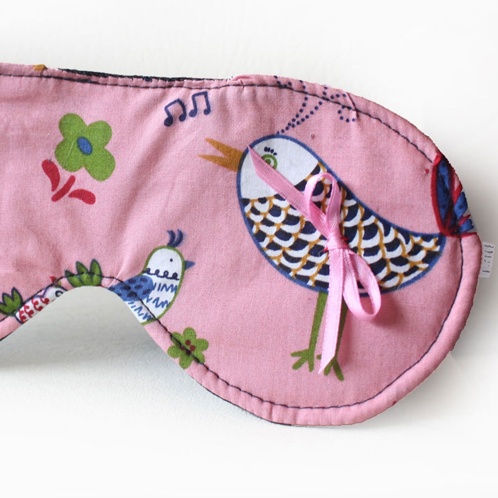 Pink Sleep Mask Cute Bird Fabric Padded Eye Mask Womens Etsy