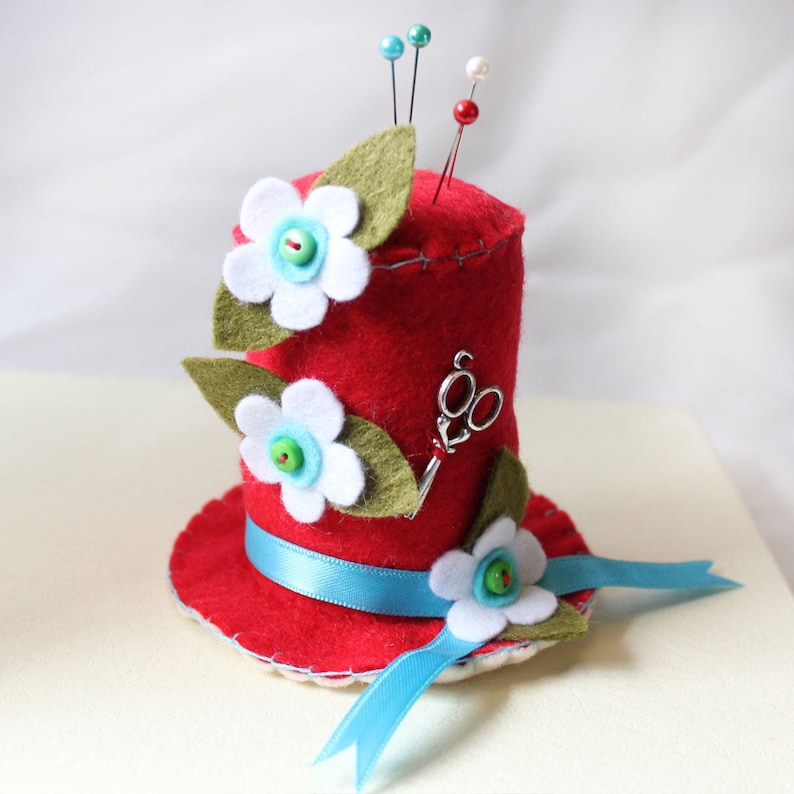 Novelty Pincushion Craft Gift Red Hat Pin Cushion Sewing Etsy