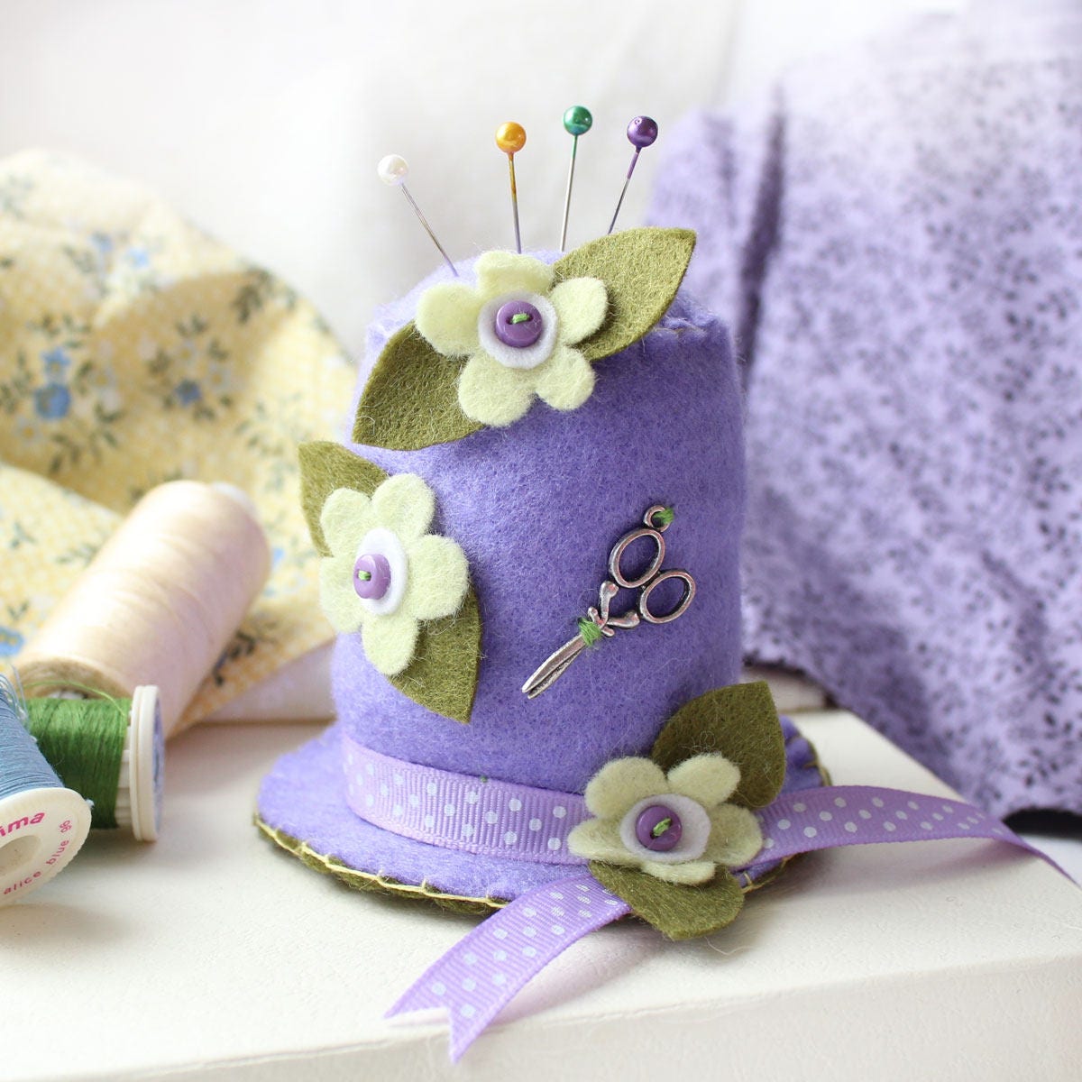 Felt Pin Cushion Lavender Hat Sewing Pincushion with Lemon Etsy