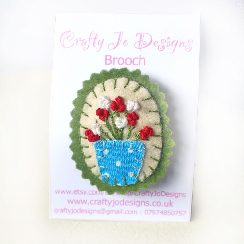 Hand Embroidered Flowers Felt Brooch with Hand Sewn Red Roses Etsy