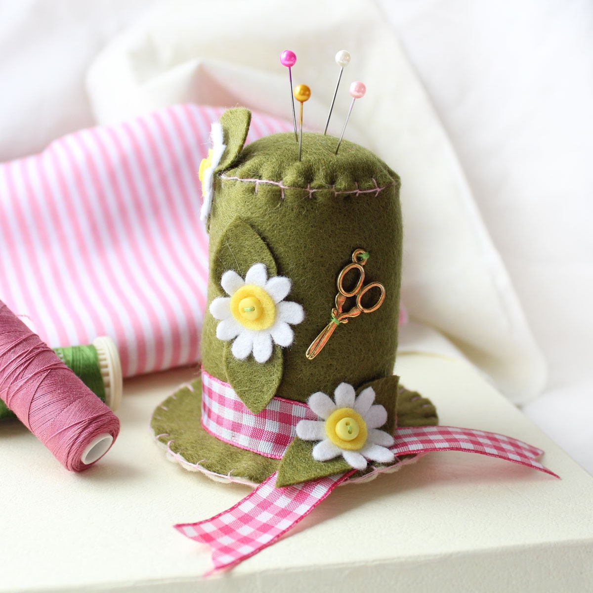 Novelty Pincushion Craft Gift Green Hat Pin Cushion with Etsy