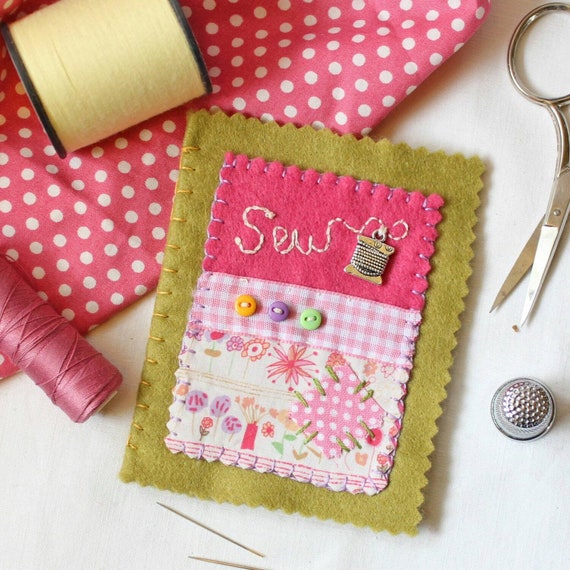 Sewing Needle Case, Hand Embroidered Needle Book Gift