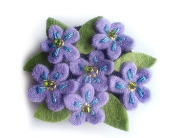 Spilla Vintage A Fiore Viola Con Pietre Scintillanti - Accessorio Fatto A Mano