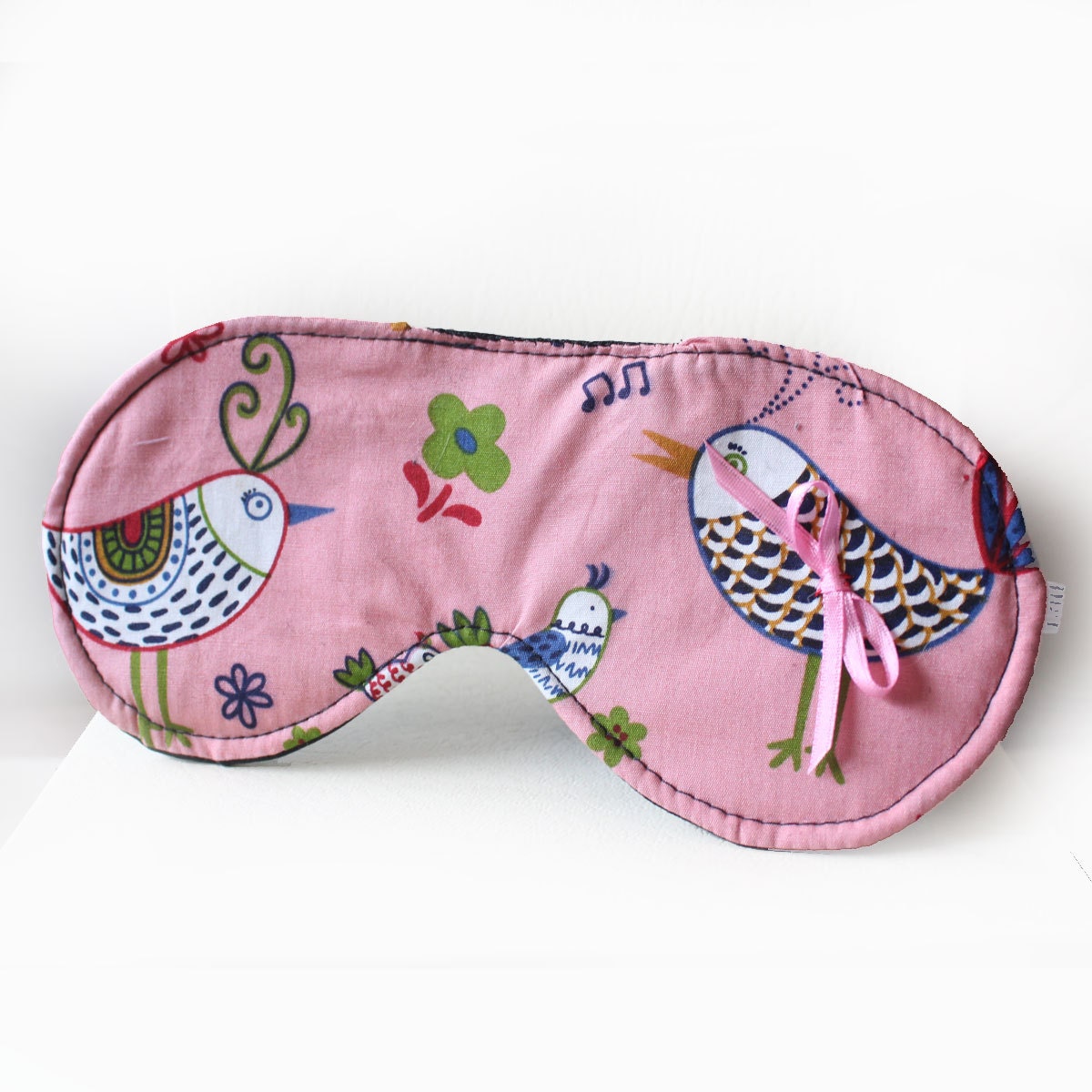 Pink Sleep Mask Cute Bird Fabric Padded Eye Mask Womens Etsy