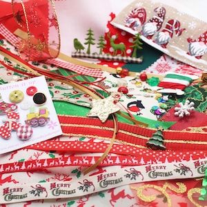 Pacote de Tecidos e Acabamentos de Natal, Ponto Lento Festivo, Criação de Cartões, Kit de Diário de Sucatas, Presente de Costura Sazonal