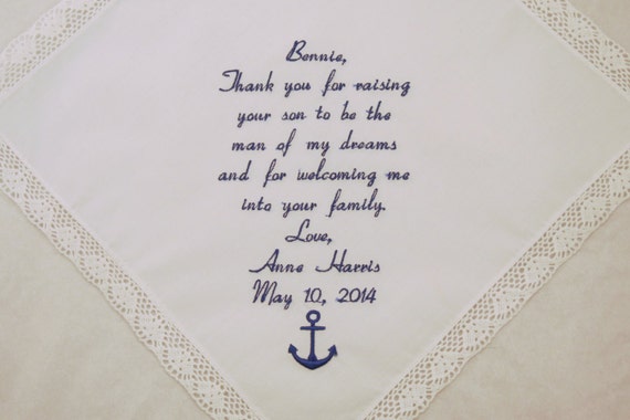 Wedding Gift For Mother In Law Personalized Hankerchief Etsy