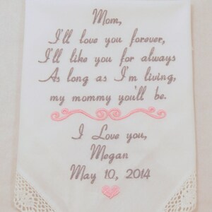 Regalo Di Nozze Per La Mamma Della Sposa Da Figlia Fazzoletto Etsy