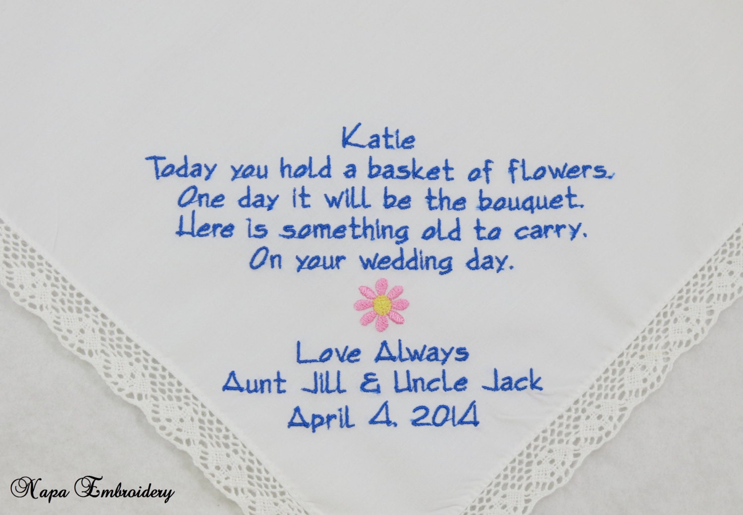 embroidered flower girl junior brides maid handkerchiefs