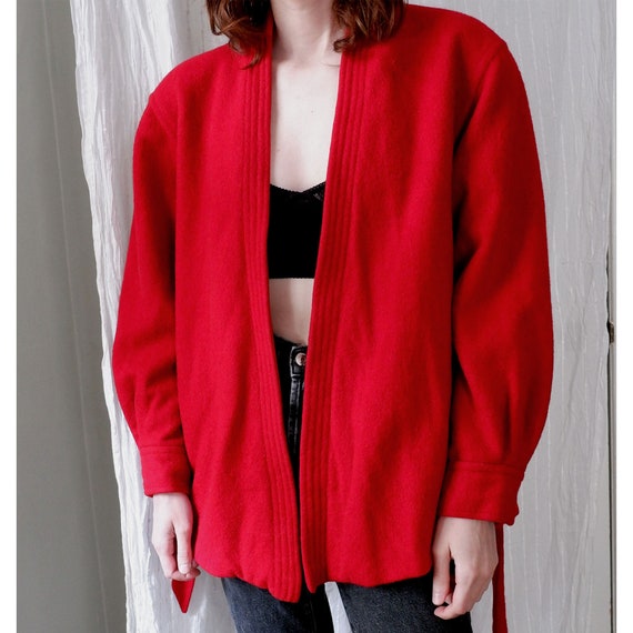 Size 14/One Size | Vintage wool cherry red robe s… - image 2