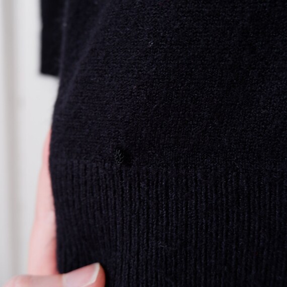 XS | 1950s acrylic black cardigan sweater with gl… - image 4