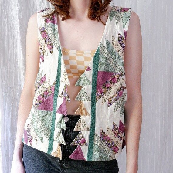 One size/Large | Vintage quilted floral abstract … - image 2