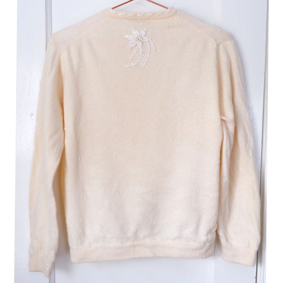 XS | Vintage 50's lambswool angora peach white pe… - image 4