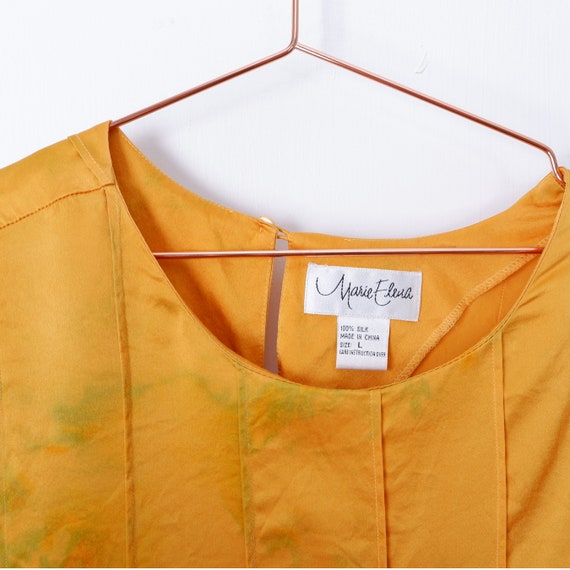 Large | 80s marigold orange silk hand ice dyed sh… - image 2