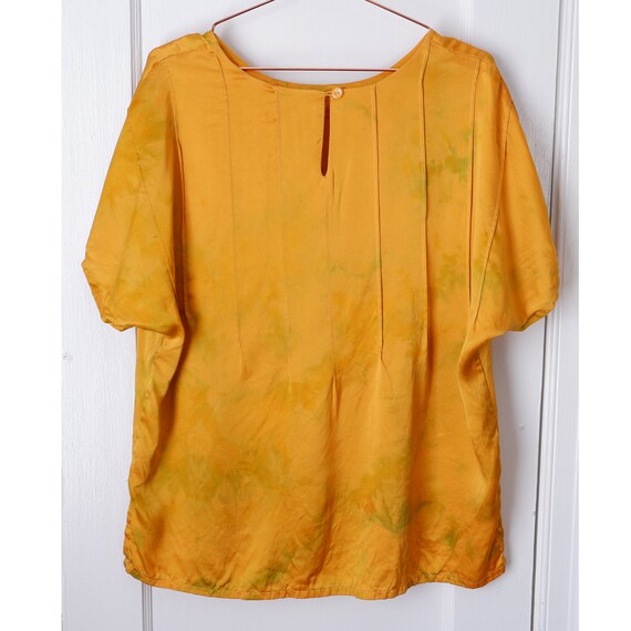 Large | 80s marigold orange silk hand ice dyed sh… - image 3