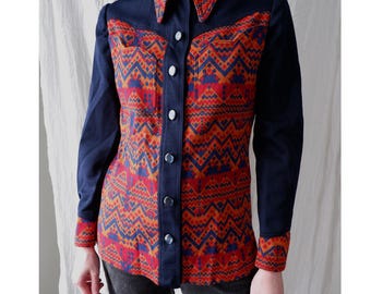 Extra Small | 70s Western colorful dagger collar jacket | handmade