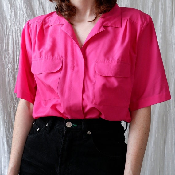 V Neck Lapel Buttoned Blouse - Etsy