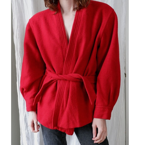 Size 14/One Size | Vintage wool cherry red robe s… - image 1