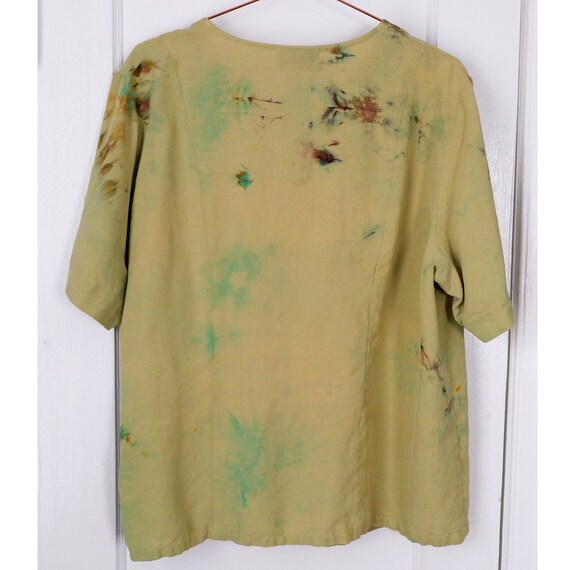 Size 16W/Large | 80s 90s silk hand ice dyed green… - image 2
