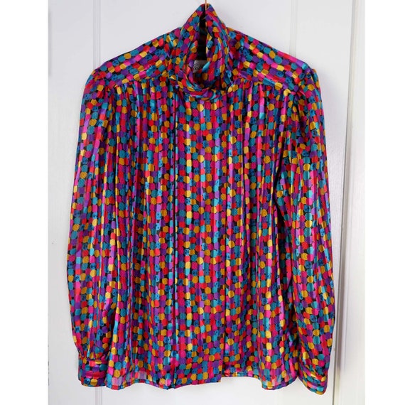 Medium/Large | 80s colorful dot patterned vintage… - image 2