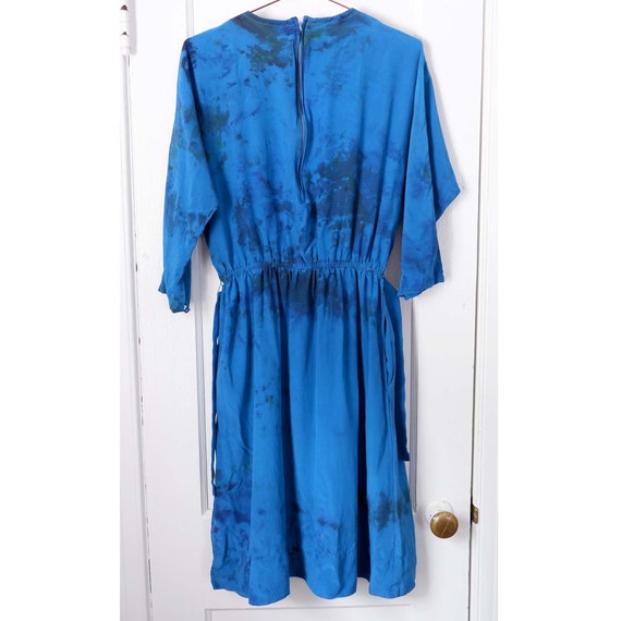 Small/Medium | 60s/70s bright blue silk vintage k… - image 3
