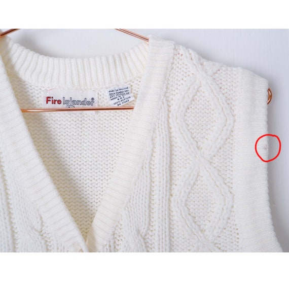Small/Medium | Cream acrylic vintage cable knit b… - image 4