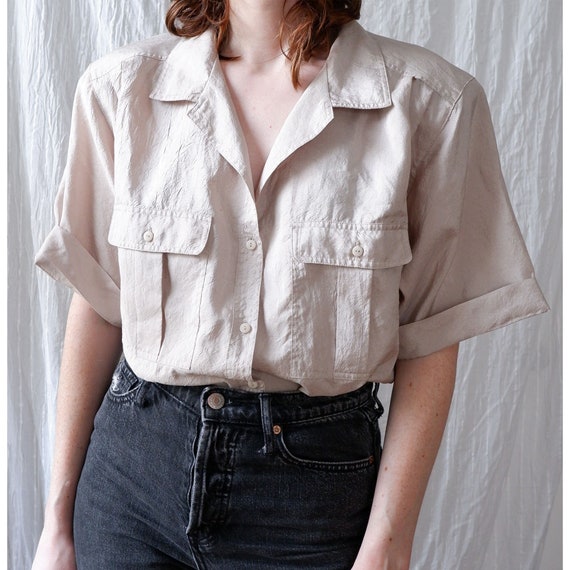 SALE Large/X-Large | Beige polyester minimalist v… - image 1