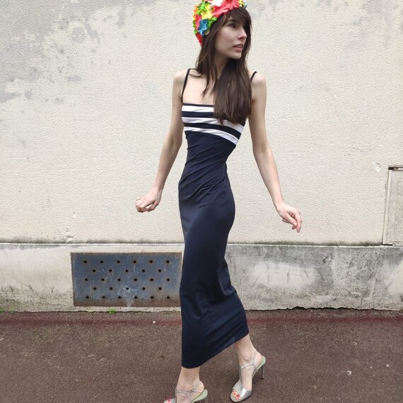SALE Herve Leger Paris Navy and White 