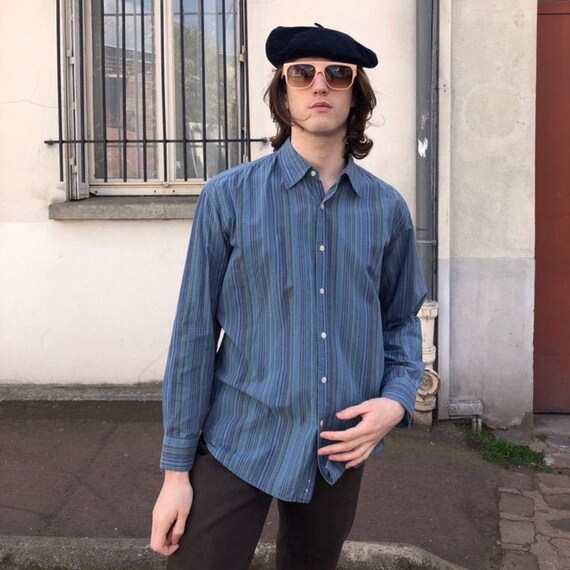 SALE J Crew Blue Striped Shirt - Etsy 