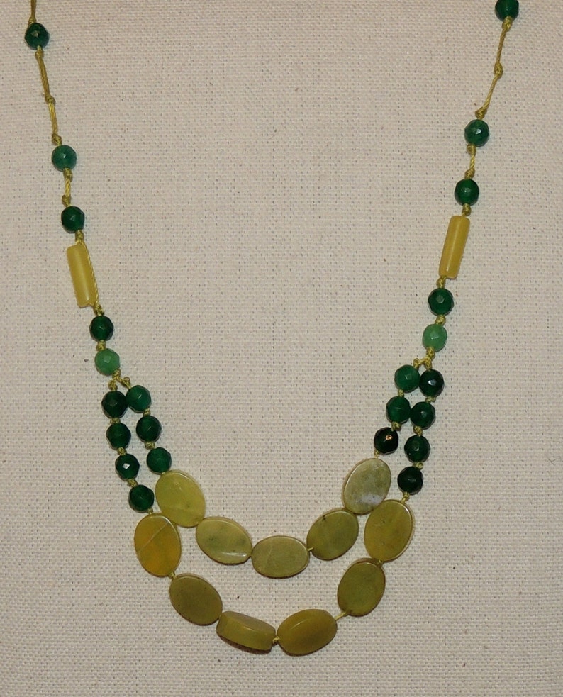 Green Jade and Aventurine Necklace - Etsy