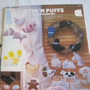 Vintage Stik N Puffs Cross Stitch Chart: Barnyard Animal Soft Sculpture Patterns