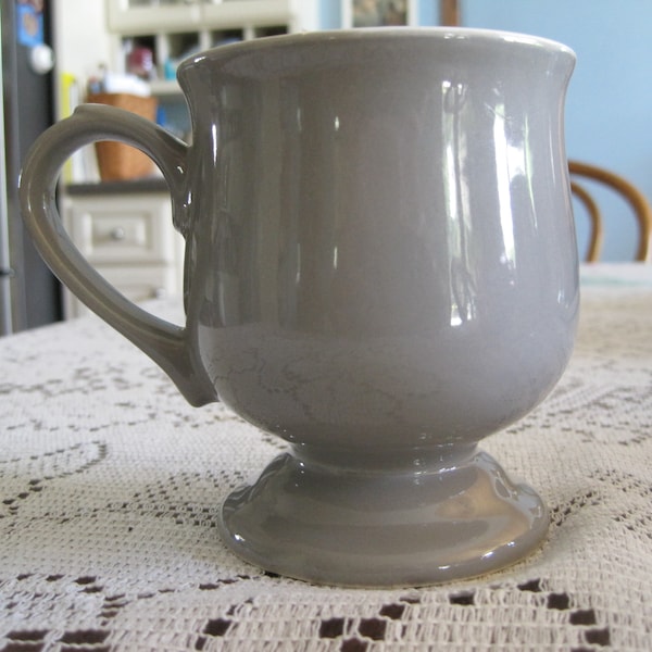 Vintage Grey, Like NEW Gray pedestal mug; coffee cup; latte; cappuccino. Replacement. Ceramic porcelain cup; stemmed mug. 3 3/4" H 3" D