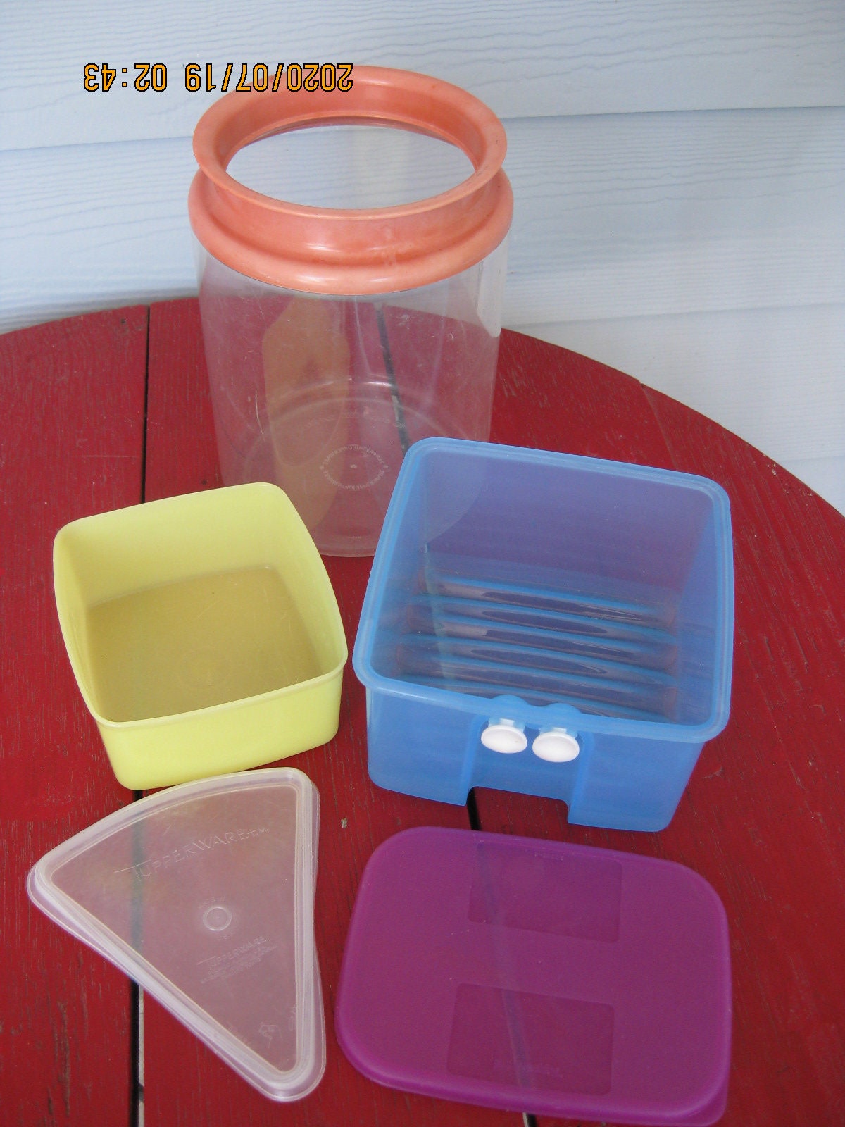 VINTAGE 3 TUPPERWARE 311 Clear 16 OZ Square Containers W/Lids 310